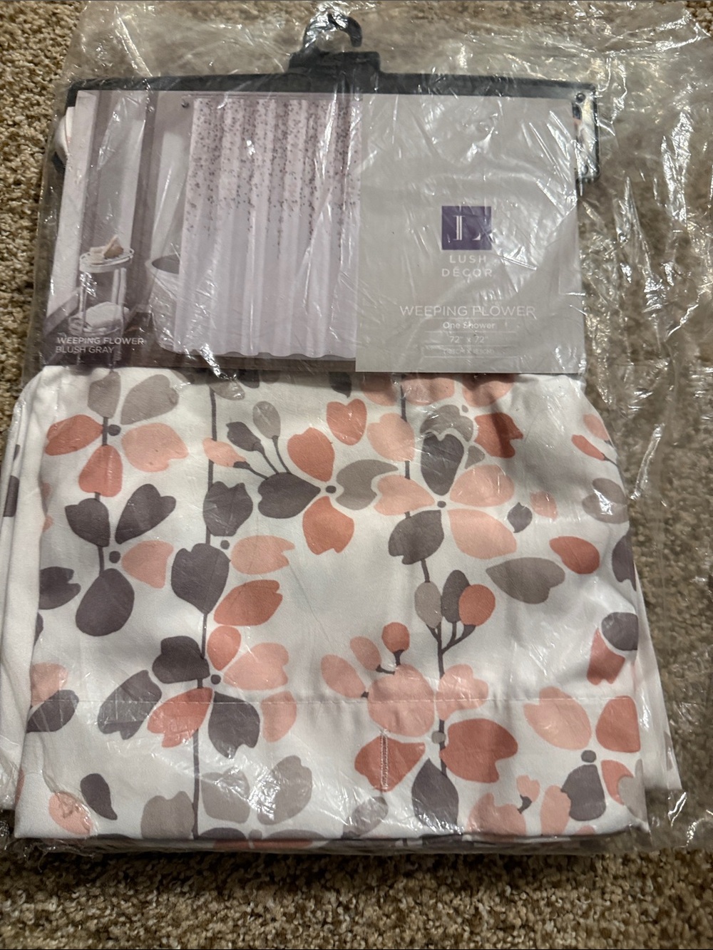 Lush Decor Weeping Flower Floral Shower Curtain - Pink & Gray